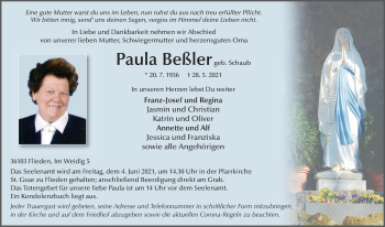 Traueranzeige von Paula Beßler von FZ