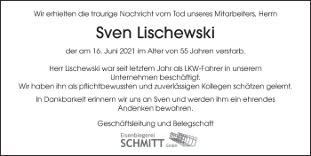 Traueranzeige von Sven Lischewski von FZ