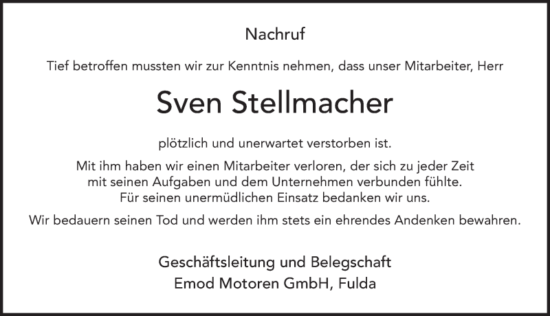  Traueranzeige für Sven Stellmacher vom 12.06.2021 aus FZ