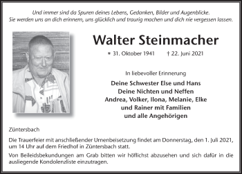 Traueranzeige von Walter Steinmacher von FZ