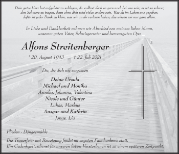 Traueranzeige von Alfons Streitenberger von FZ