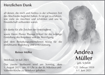 Traueranzeige von Andrea Müller von FZ