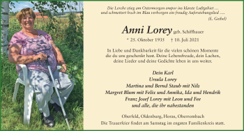 Traueranzeige von Anni Lorey von FZ