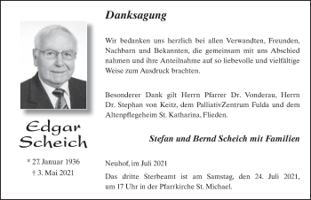 Traueranzeige von Edgar Scheich von FZ