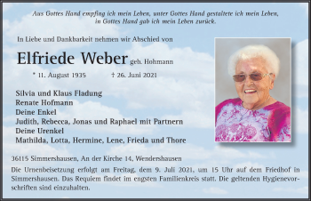 Traueranzeige von Elfriede Weber von FZ