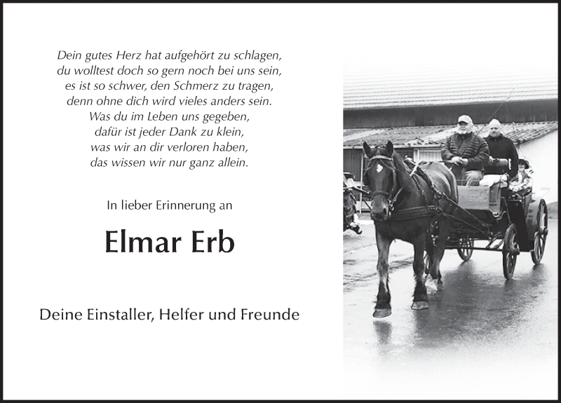  Traueranzeige für Elmar Erb vom 20.07.2021 aus FZ