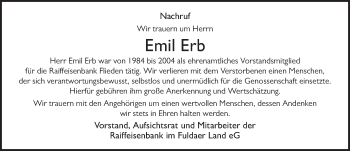 Traueranzeige von Emil Erb von FZ