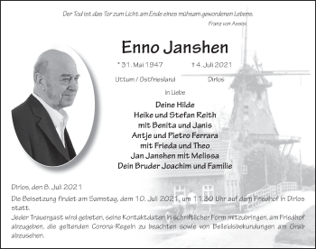 Traueranzeige von Enno Janshen von FZ