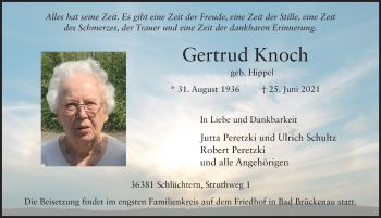 Traueranzeige von Gertrud Knoch von FZ