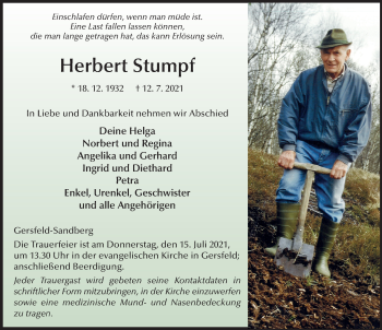 Traueranzeige von Herbert Stumpf von FZ
