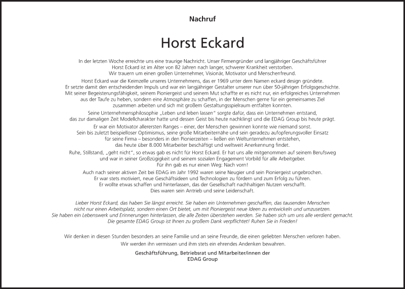  Traueranzeige für Horst Eckard vom 10.07.2021 aus FZ