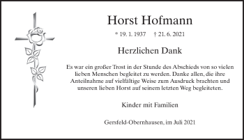 Traueranzeige von Horst Hofmann von FZ