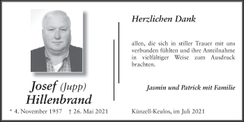 Traueranzeige von Josef Hillenbrand von FZ
