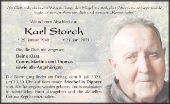 Traueranzeige von Karl Storch von FZ