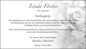 Traueranzeige von Linda Förster von FZ