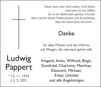 Traueranzeige von Ludwig Pappert von FZ