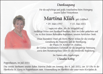 Traueranzeige von Martina Klüh von FZ