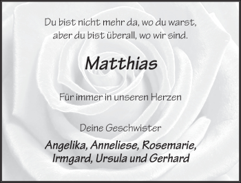 Traueranzeige von Matthias Buers von FZ