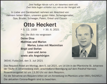 Traueranzeige von Otto Heckert von FZ