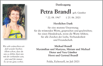 Traueranzeige von Petra Brandl von FZ