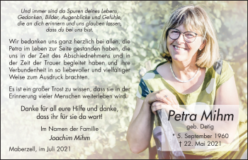 Traueranzeige von Petra Mihm von FZ