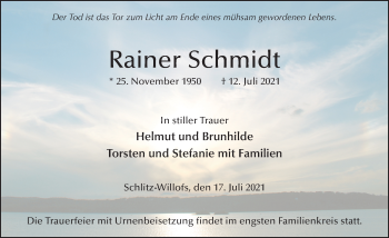 Traueranzeige von Rainer Schmidt von FZ