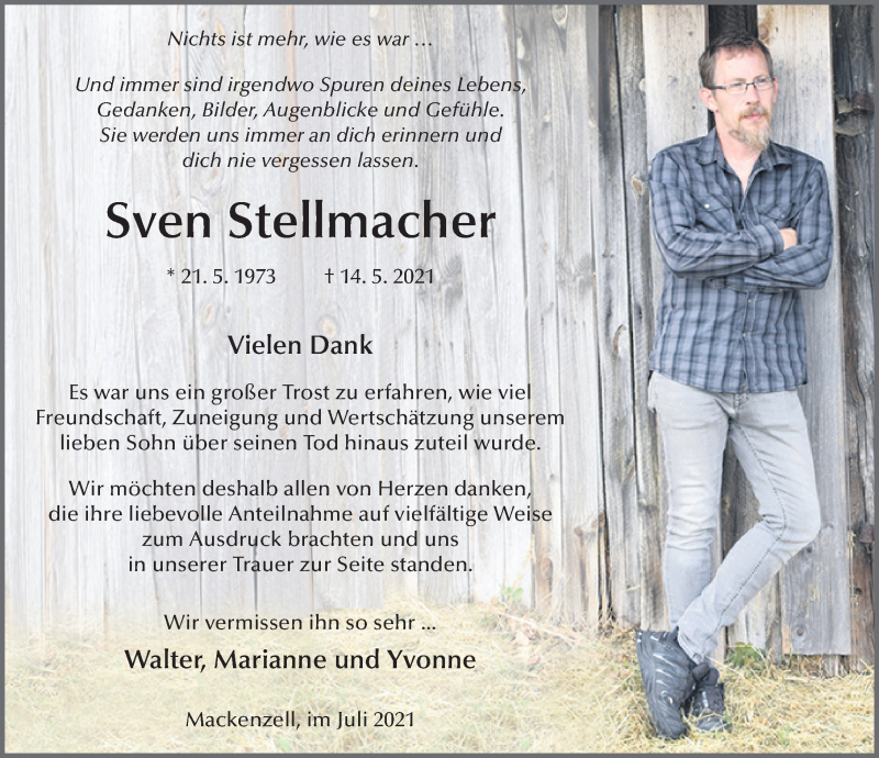  Traueranzeige für Sven Stellmacher vom 03.07.2021 aus FZ