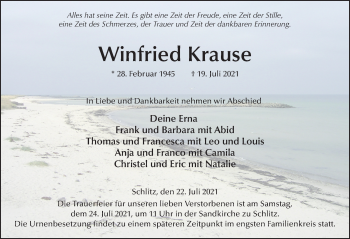 Traueranzeige von Winfried Krause von FZ