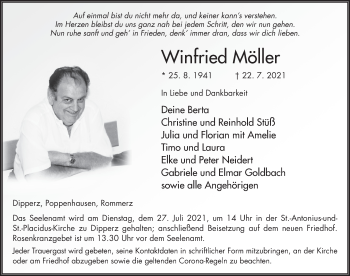 Traueranzeige von Winfried Möller von FZ