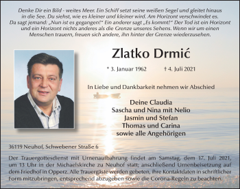 Traueranzeige von Zlatko Drmic von FZ
