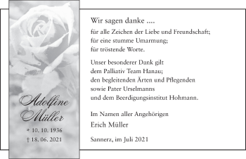 Traueranzeige von Adolfine Müller von FZ