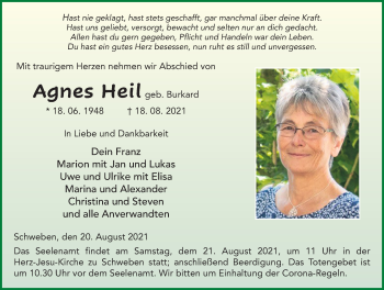 Traueranzeige von Agnes Heil von FZ