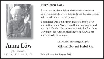 Traueranzeige von Anna Löw von FZ