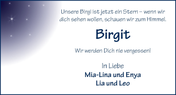 Traueranzeige von Birgit Schmitt von FZ