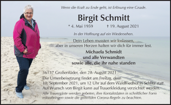 Traueranzeige von Birgit Schmitt von FZ