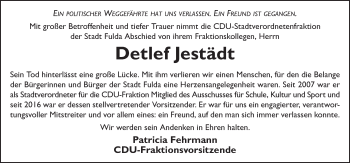 Traueranzeige von Detlef Jestädt von FZ