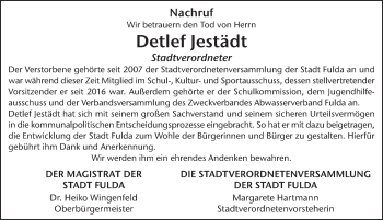 Traueranzeige von Detlef Jestädt von FZ