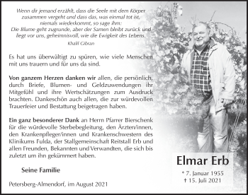 Traueranzeige von Elmar Erb von FZ