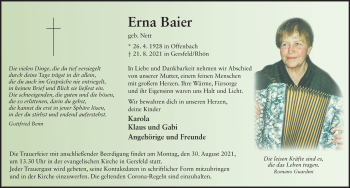 Traueranzeige von Erna Baier von FZ