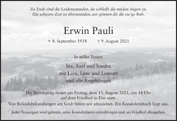 Traueranzeige von Erwin Pauli von FZ