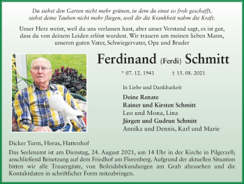 Traueranzeige von Ferdinand Schmitt von FZ