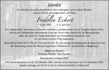 Traueranzeige von Fridolin Eckert von FZ