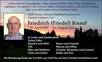 Traueranzeige von Friedrich Knauf von FZ