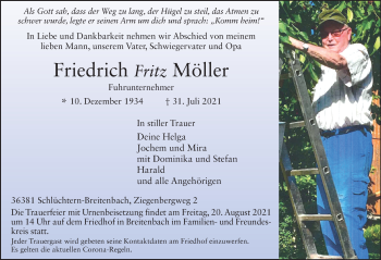 Traueranzeige von Friedrich Möller von FZ