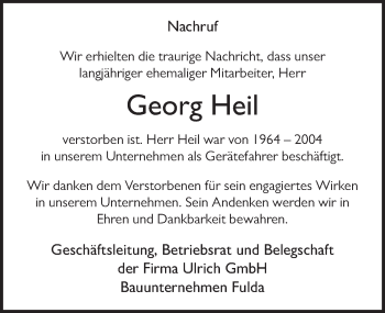 Traueranzeige von Georg Heil von FZ
