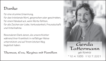 Traueranzeige von Gerda Tattermann von FZ