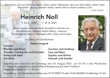 Traueranzeige von Heinrich Noll von FZ