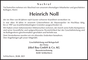 Traueranzeige von Heinrich Noll von FZ