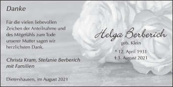 Traueranzeige von Helga Berberich von FZ