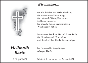 Traueranzeige von Hellmuth Barth von FZ